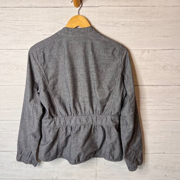 Eileen Fisher Jacket Womens Size Small Peplum Stand Collar 100% Cotton Chambray - Picture 12 of 15